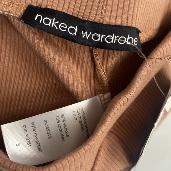 (B10) Naked Wardrobe Naked Wardrobe Solid Ribbed Leggings Coco Brown, Sz S, NWT - Picture 5 of 6